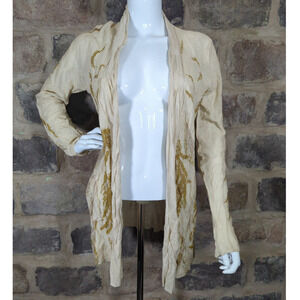 Anthropologie Guinevere Fallen Foliage Cardigan Sweater Leaf Feather Size Medium